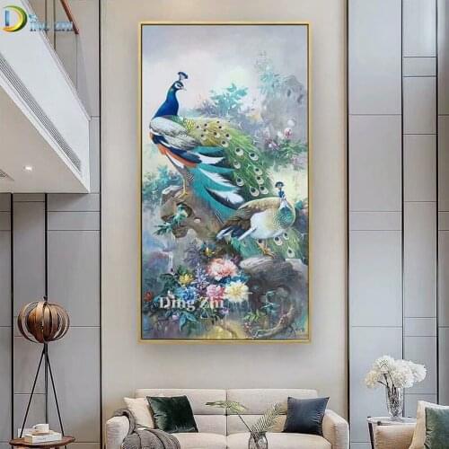 Modern Decor Poster Full Square/Round Drill 5D Diy Diamond Painting Peafowl Flowers Picture Mosaic Embroidery Cross Stitch Art