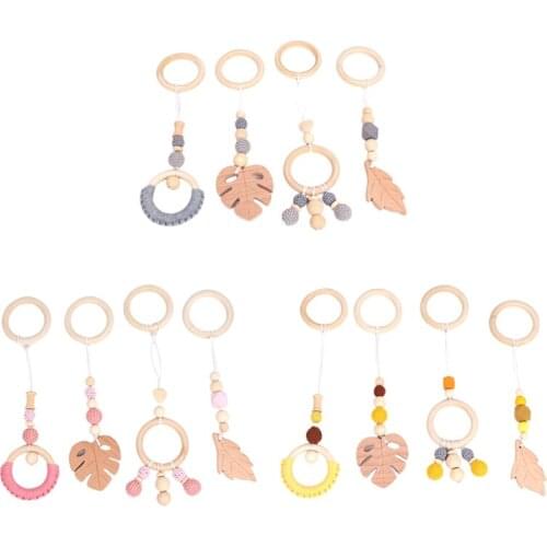 Beaded Baby Room Decoration Pendant Safe And Non-Toxic Wooden Chain Rattle Pendant Home Decoration Crafts