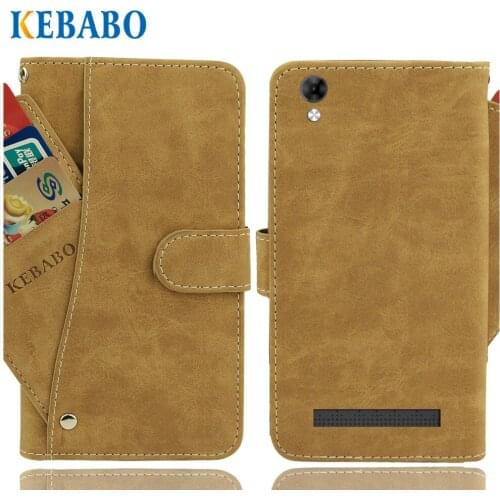 Vintage Leather Wallet DEXP AL140 Case 4" Flip Luxury 3 Front Card Slots Cover Magnet Stand Phone Protective Bags