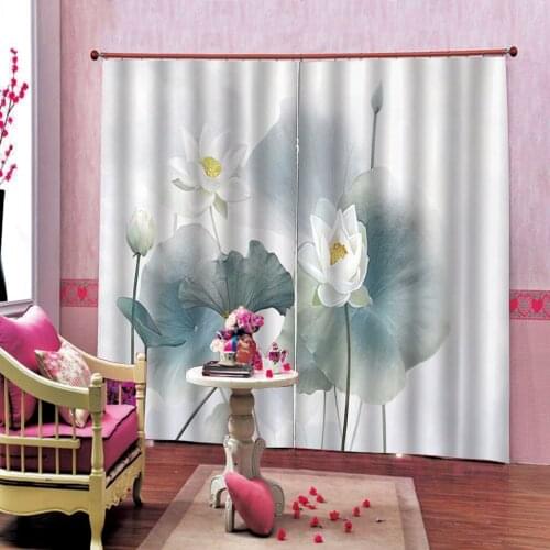Blue louts curtains 3D Curtain Luxury Blackout Window Curtain Living Room Blackout curtain