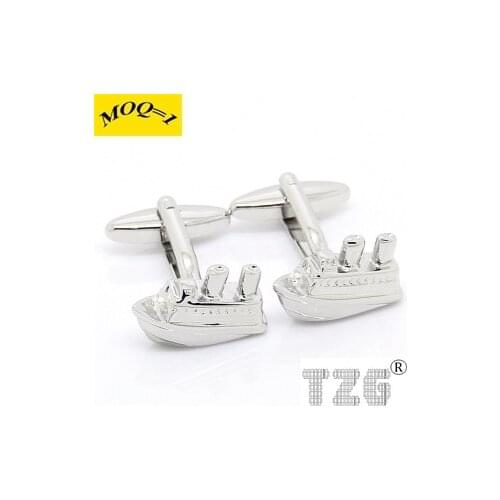 Siver Ship Cufflink Cuff Link 1 Pair Free Shipping Promotion