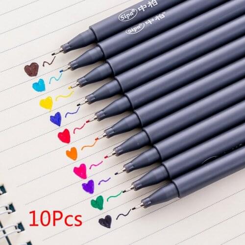 10Pcs/Bag 0.38mm Fiber Marker Pens Fineliners Watercolor Based Sketch Drawing Art Felt Tip Fine Hook Line Pen Fine point liner
