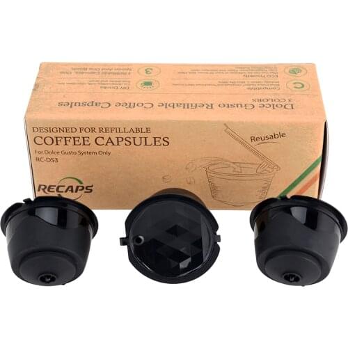 RECAPS 3pcs Reusable Refillable Capsules Pods Cafeteira Coffee Capsule Pod Cup for Nescafe Dolce Gusto Machines Brewer