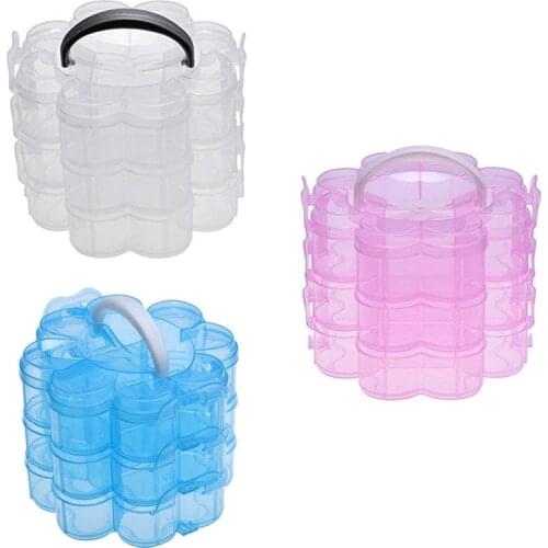3-Tier Clear Plastic Stackable Organiser Storage Hobby Craft Box Container Jewellery Case