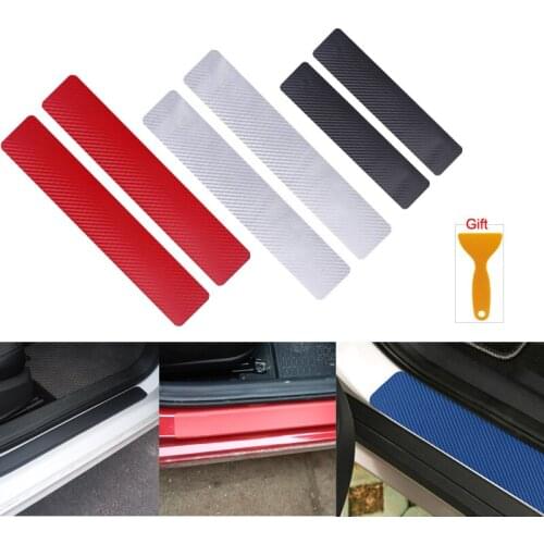 4pcs Car Door Plate Sill Protector Car Sticker Anti Scratch Threshold Stickers Traceless Sticker with Scraper Car Accessories