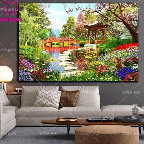5D Colorful spring landscape DIY Diamond Painting Full Drill Square round Diamond Mosaic Diamond Embroidery Cross Stitch Decor