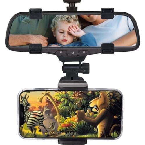 Rearview Mirror Car Phone Holder Black Mount Holders GPS Bracket 180° Rotation Automobile Interior Accessories