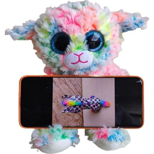 22cm Ty Big Eyes Pea Velvet Elephant Unicorn Cell Plush Doll Mobile Phone Stand Watching TV Stand Toy Animal Birthday Gift