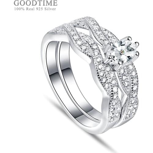 Fashion Women Ring Pure 925 Sterling Silver Ring Zirconia Rhinestone Wedding Rings Jewelry Accessories For Bride Party