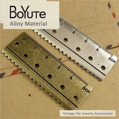 BoYuTe (10 Pieces/Lot) 22*60MM Zinc Alloy Antique Bronze Silver Plated Metal Ruler Pendant for Diy Jewelry Making Accessories