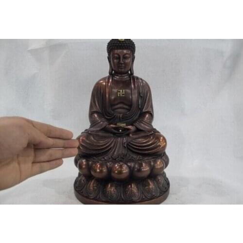Fast shipping USPS to USA S0452 16 Pure Red Bronze Copper Buddhism Tathagata Sakyamuni Amitabha Buddha Statue