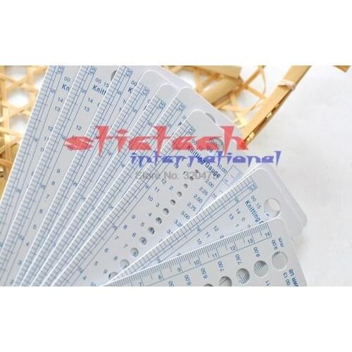 By dhl or ems 500pcs High Quality Newest 1pcs Knitting Needle Gauge Inch cm Ruler Tool US UK Canada Sizes 2-10mm