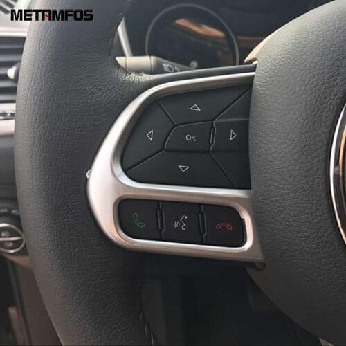 For Jeep Compass 2017-2020 2021 Matte Steering Wheel Cover Molding Trim Decoration Sticker Frame Inner Accessories Car Styling