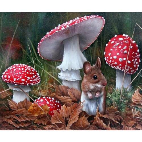 Mushroom diamond painting mouse animals square rhinestone embroidery picture resin mosaic sticker diamond tapestry wall paper
