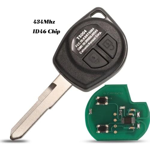 Jingyuqin 2Buttons Car Remote Key Shell For SUZUKI SWIFT SX4 ALTO VITARA IGNIS JIMNY Splash FSK 434MHz ID46 Chip