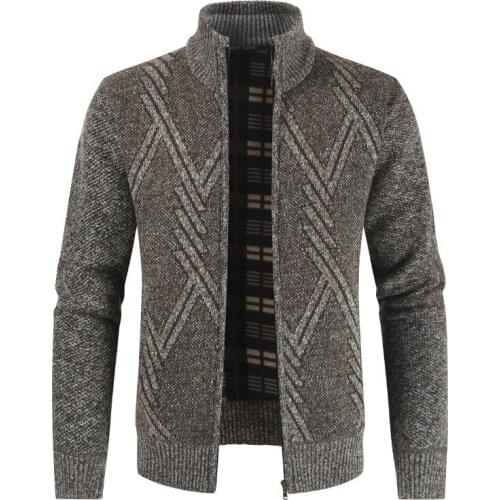 2020 Autumn Winter Mens Sweater Casual Stand Collar Thick Cardigan Men Fashion Warm Sweater Coats Men