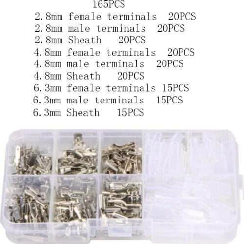 165/270 kit 2.8/4.8/6.3mm insulated male bus connector wire crimping terminal spade connector matching sheathed kit