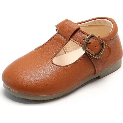 6m 8m 10m 12m 2 4 5 7 Years Old Infant Toddler Baby White Brown Leather Shoes For Kids Little Girls T Strap Princess Dress Shoes