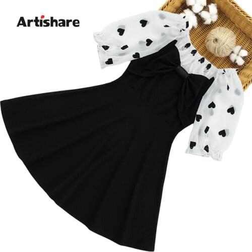 Summer Dress Girl Heart Pattern Girl Party Dress Patchwork Dress Kids Teenage Costume For Girls 6 8 10 12 14