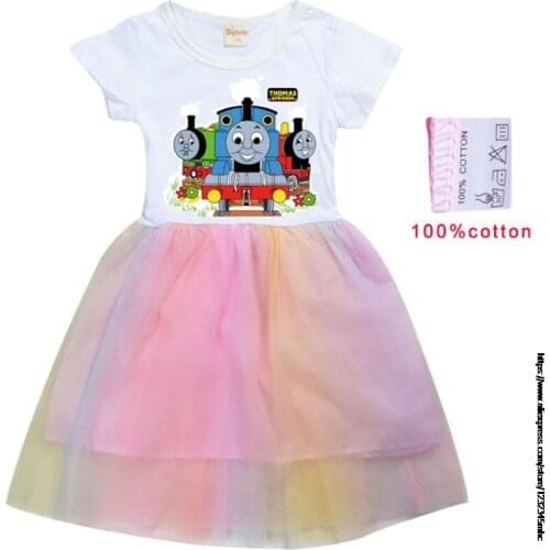 Fashion Tomas Girls Vestidos Para Cotton Striped Dress Teenage Girls Summer Rainbow Dresses Elegant Kids Party Wearing Dress