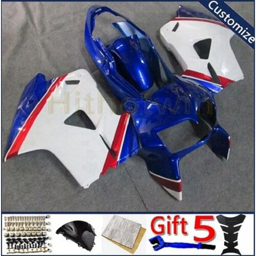 Motorcycle cowl For VFR800 1998 1999 2000 2001 VFR 800 98 99 00 01 ABS plastic Fairing kit blue white
