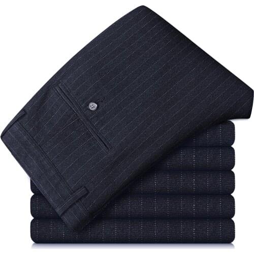 Men Suit Pants Autumn Winter New Office Business Office Casual Straight Simplicity Stripe Trousers High-quality Brand Clothing