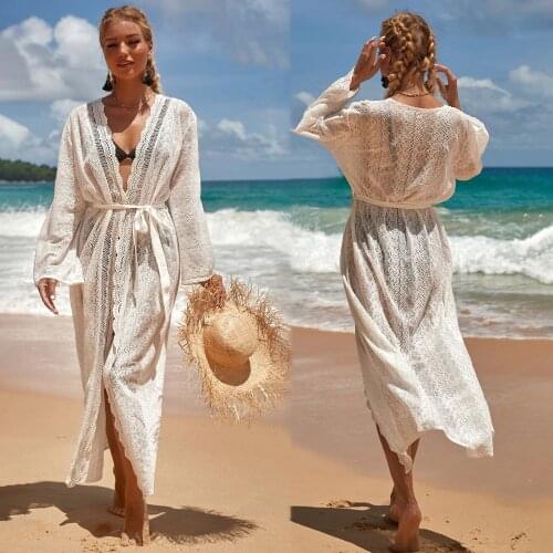 European and American new lace and lace cardigan beach vacation sunscreen bikini blouse swimsuit jacket cardigan women 2021