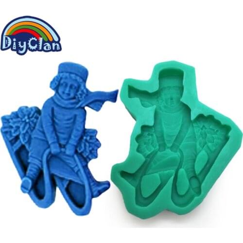 New arrival DIY silicone molds for cake pudding jelly dessert mould skiing boy handmade soap mould chocolate mold F0248HX35