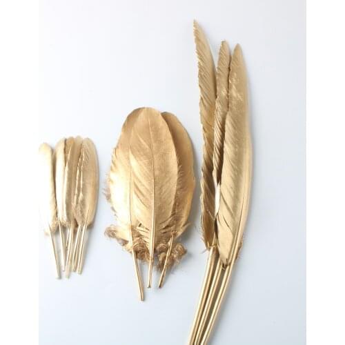 Wholesale Gold Dipped Duck Feathers Goose Feathers for Crafts 10-30CM/4-12" Natural Pheasant Feather for Jewelry Making Plumas