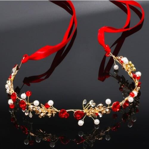 Rose Flower Crown Head Wreath Hairbands Pearl Floral Bridal Garlands Party Wedding Headdress Costume Dress Hair Band Accessories