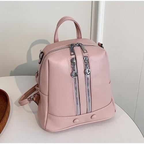 Black White Backpack For Woman 2021 New High Quality Pu Leather Backpacks For Teenage Girls Female Zipper Shoulder Bag Bagpack