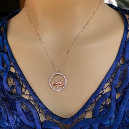 Happy Bird 925 Sterling Silver Necklace Women Girls Gift Jewelry Accessories Fashion Handmade Elegant Chain