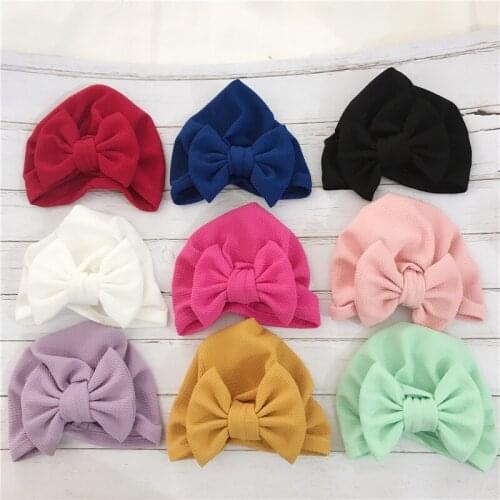 New Winter Baby Hat for Girls Big Bow Autumn Turban Baby Cap Photography Props Infant Beanie Baby Girl Hat Accessories 12 Colors