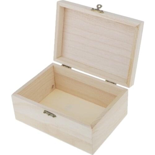 Plain Unfinished Wooden Jewellery Box Keepsake Gift DIY crafts for Necklace, Bracelet, Earrings, Watch 17.5 x 8 x 12.5 cm