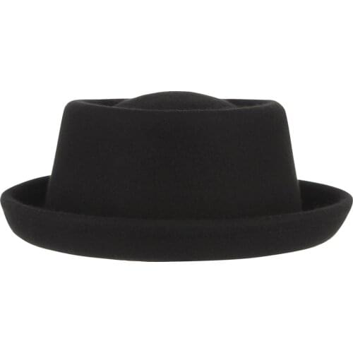 GEMVIE Classic 100% Wool Soft Felt Pork Pie Hat Fedora For Men Women Autumn Winter Wool Hat Curved Brim