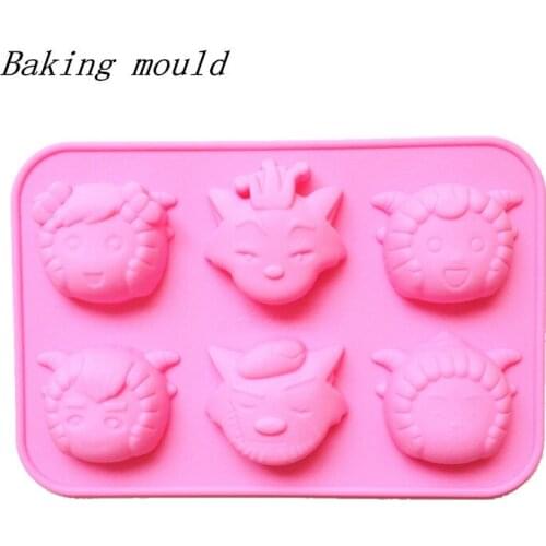 Wholesale Silicone mold B075 Cartoon Happy sheep & Wolf shape Chocolate mold Fondant cake mould Baking mold