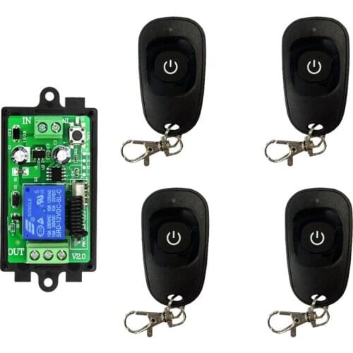 Smart Multiple DC 12V 24V 10A 315/433 MHz 1CH 1 CH 1 Channel Wireless Relay RF Remote Control Switch Receiver+black Transmitter