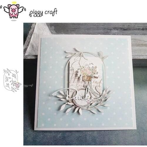 Piggy Craft metal cutting dies cut die mold Leaf oval wreath frame Scrapbook paper craft album card punch knife art cutter die
