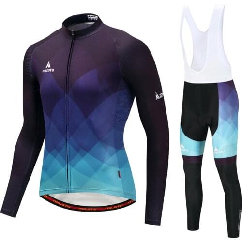 Dark Blue Spring autumn 2021team long sleeve cycling jersey set Ropa Ciclismo breathable racing bike clothing MTB Bike gel pad