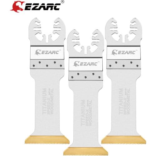 EZARC 3 Pcs Titanium Oscillating Multitool Blades Extra-Long Power Cut Saw Fast Speed Cutting for Wood, Metal and Hard Material