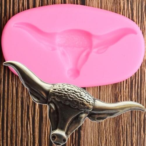 Bull Head Border Silicone Mold Chocolate Fondant Molds DIY Party Cake Decorating Tools Cupcake Baking Candy Polymer Clay Moulds