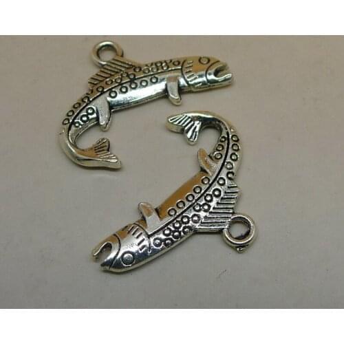 ALYMMO 8pcs/lot Vintage Silver Electric Eel Charms Ocean Fish Charms 25x19mm Animal Pendant for Jewelry Making