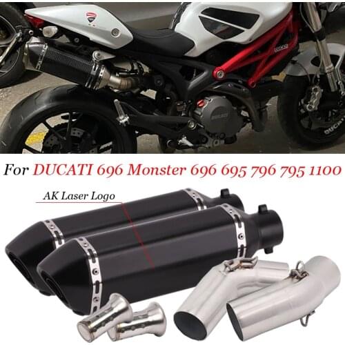 For DUCATI 696 Monster 696 695 796 795 1100 Motorcycle Exhaust System Slip On Middle Link Pipe Ak Exhaust muffler with DB Killer