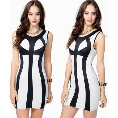 Wonder Beauty Women Striped Bandage Hip Wrapped Dress Round Neck Sleeveless Loose Fashion Casual Office Vestidos Ropa Mujer