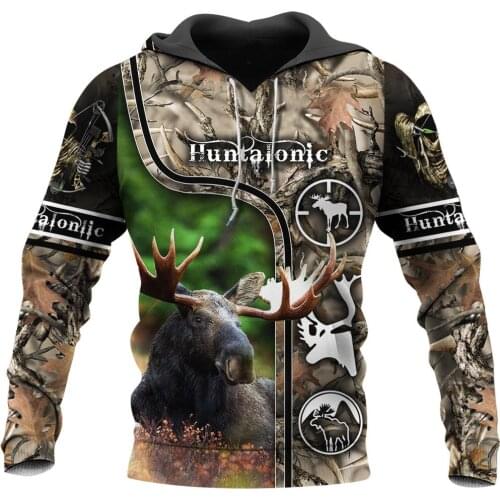 Animal Huntaholic Beautiful Moose 3D Printed Mens Hoodie Harajuku Sweatshirt Unisex Casual Jacket Pullover sudadera hombre KJ065