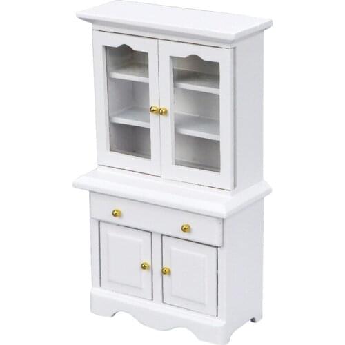 1:12 Miniature White Kitchen Cabinet Cupboards with Working Drawer Dollhouse Furniture Accessories