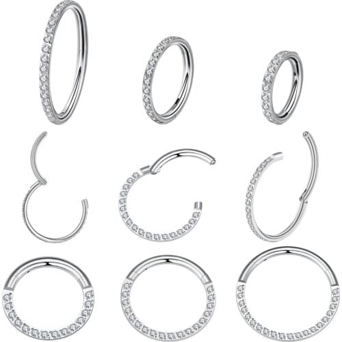 1Pc Zircon 16G Ear Septum Piercing Nose Ring Gem Ball BCR Piercings CBR Helix Tragus Labret Rings Piercings Body Jewelry