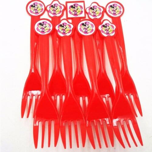 10pcs Minnie Mouse Forks Birthday/Christmas/Festival Minnie Mouse Party Decoration Minnie Mouse Party Supplies Kid Favor