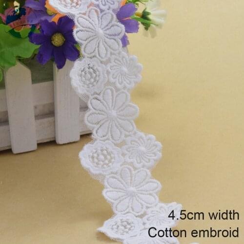 10yards 4.5cm wide Cotton embroidery lace sewing ribbon guipure trim wedding lace DIY Garment Accessories french doll lace#3929