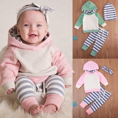 3pcs Infant Newborn Baby Boy Girl Warm Hoodies Tops+Leggings Pants Outfits Set